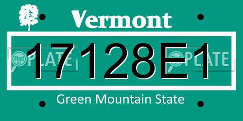 17128E1 Vermont License Plate