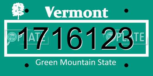 1716123 Vermont License Plate