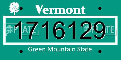 1716129 Vermont License Plate