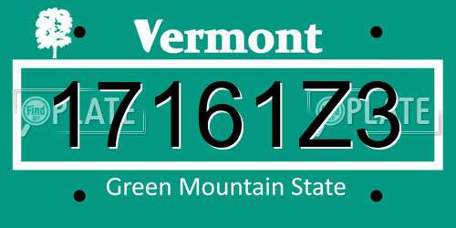 17161Z3 Vermont License Plate