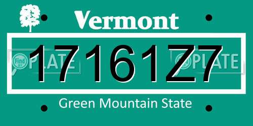 17161Z7 Vermont License Plate