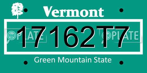 17162T7 Vermont License Plate