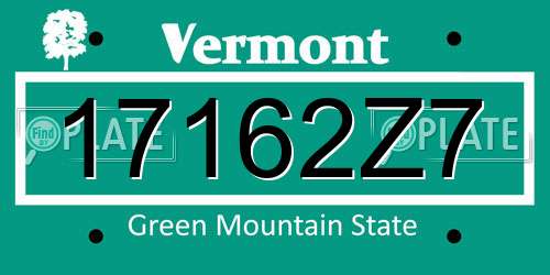 17162Z7 Vermont License Plate