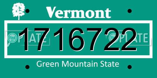 1716722 Vermont License Plate