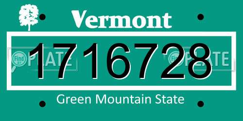 1716728 Vermont License Plate