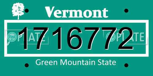 1716772 Vermont License Plate