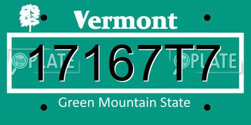 17167T7 Vermont License Plate