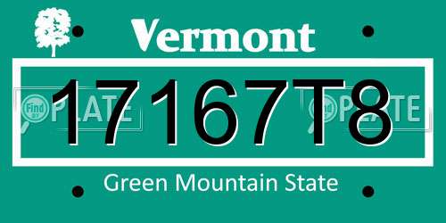 17167T8 Vermont License Plate