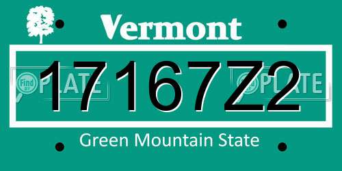 17167Z2 Vermont License Plate