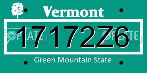 17172Z6 Vermont License Plate