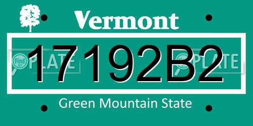 17192B2 Vermont License Plate