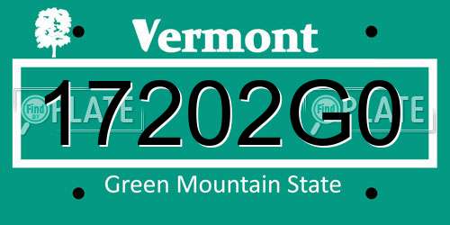 17202G0 Vermont License Plate