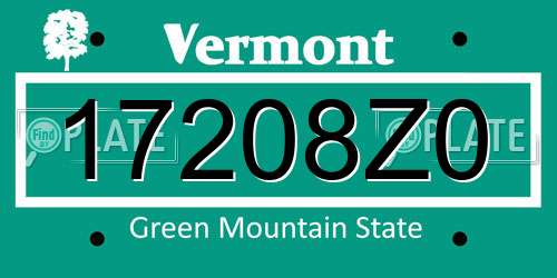 17208Z0 Vermont License Plate