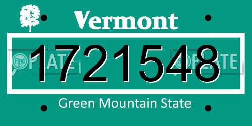 1721548 Vermont License Plate