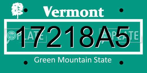 17218A5 Vermont License Plate