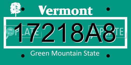 17218A8 Vermont License Plate