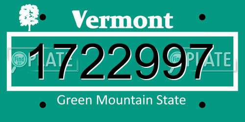 1722997 Vermont License Plate