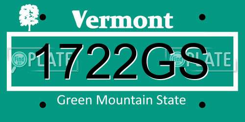 1722GS Vermont License Plate