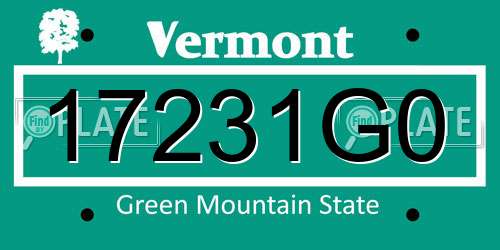 17231G0 Vermont License Plate