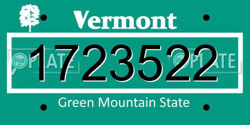 1723522 Vermont License Plate
