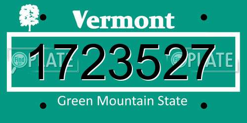 1723527 Vermont License Plate