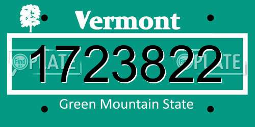 1723822 Vermont License Plate