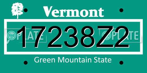 17238Z2 Vermont License Plate