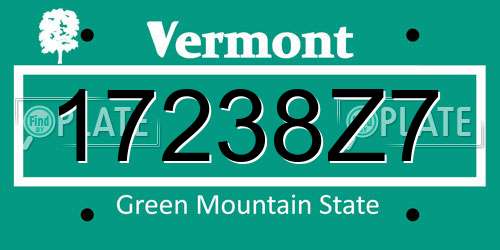 17238Z7 Vermont License Plate