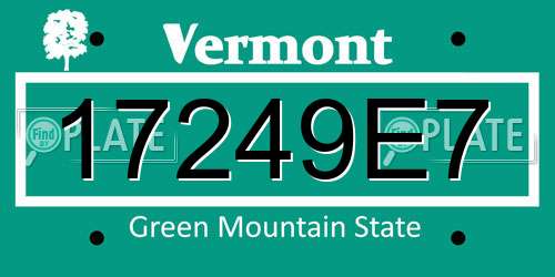 17249E7 Vermont License Plate