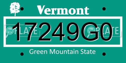 17249G0 Vermont License Plate