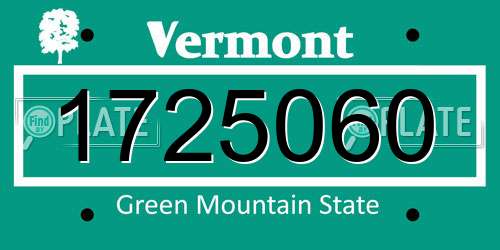 1725060 Vermont License Plate