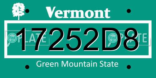 17252D8 Vermont License Plate