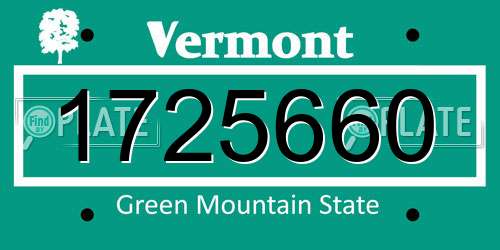 1725660 Vermont License Plate