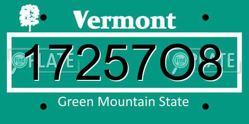 17257O8 Vermont License Plate