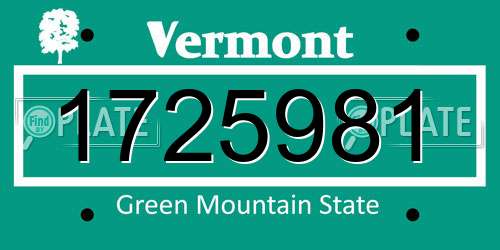 1725981 Vermont License Plate