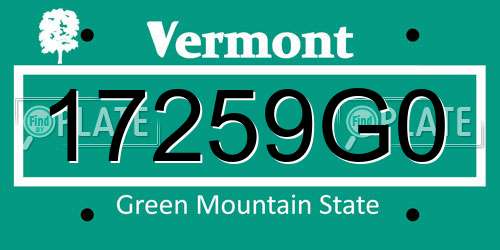 17259G0 Vermont License Plate