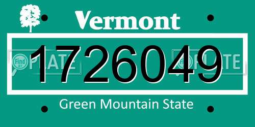 1726049 Vermont License Plate