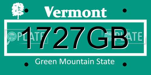1727GB Vermont License Plate