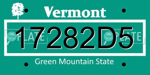 17282D5 Vermont License Plate