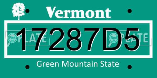 17287D5 Vermont License Plate