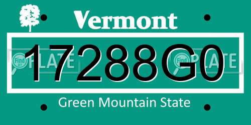 17288G0 Vermont License Plate
