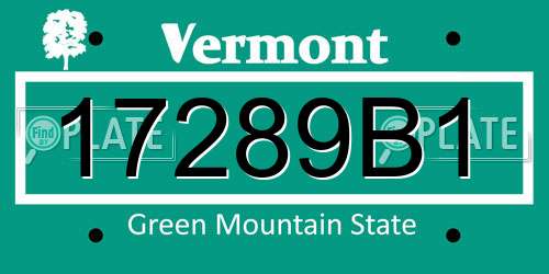 17289B1 Vermont License Plate