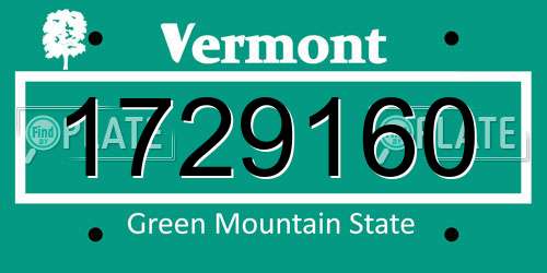 1729160 Vermont License Plate