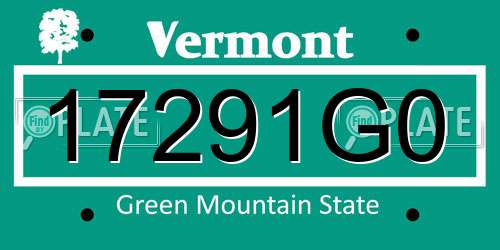 17291G0 Vermont License Plate