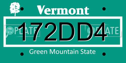 172DD4 Vermont License Plate