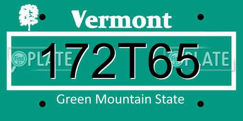 172T65 Vermont License Plate