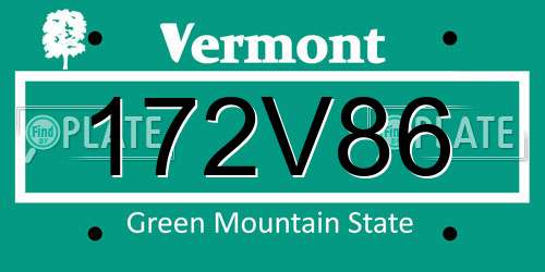 172V86 Vermont License Plate