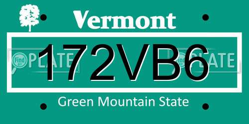 172VB6 Vermont License Plate