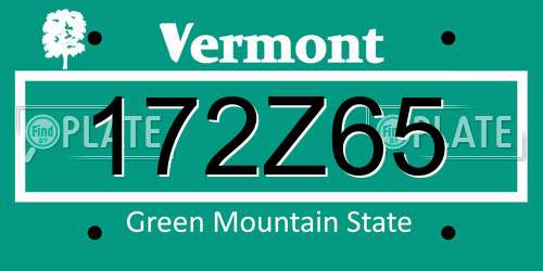 172Z65 Vermont License Plate