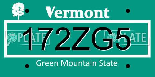 172ZG5 Vermont License Plate
